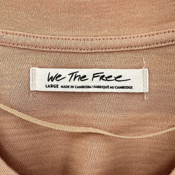 FREE PEOPLE WE THE FREE Baja Stripe Long Sleeve Crop Tee Womens Large Prosecco - Picture 11 of 15